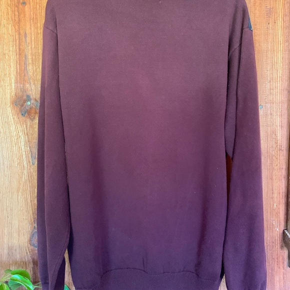Vintage Izod Sweater Burgundy Navy Blue V-Neck Size XL - Picture 8 of 13